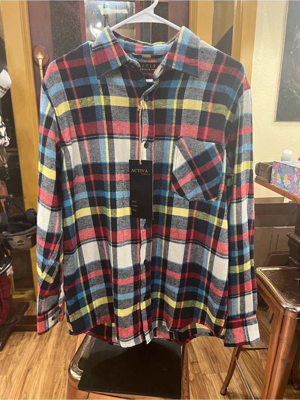 Activa Men's Multicolor Plaid Button-Down Shirt - Blue/Red/Yellow